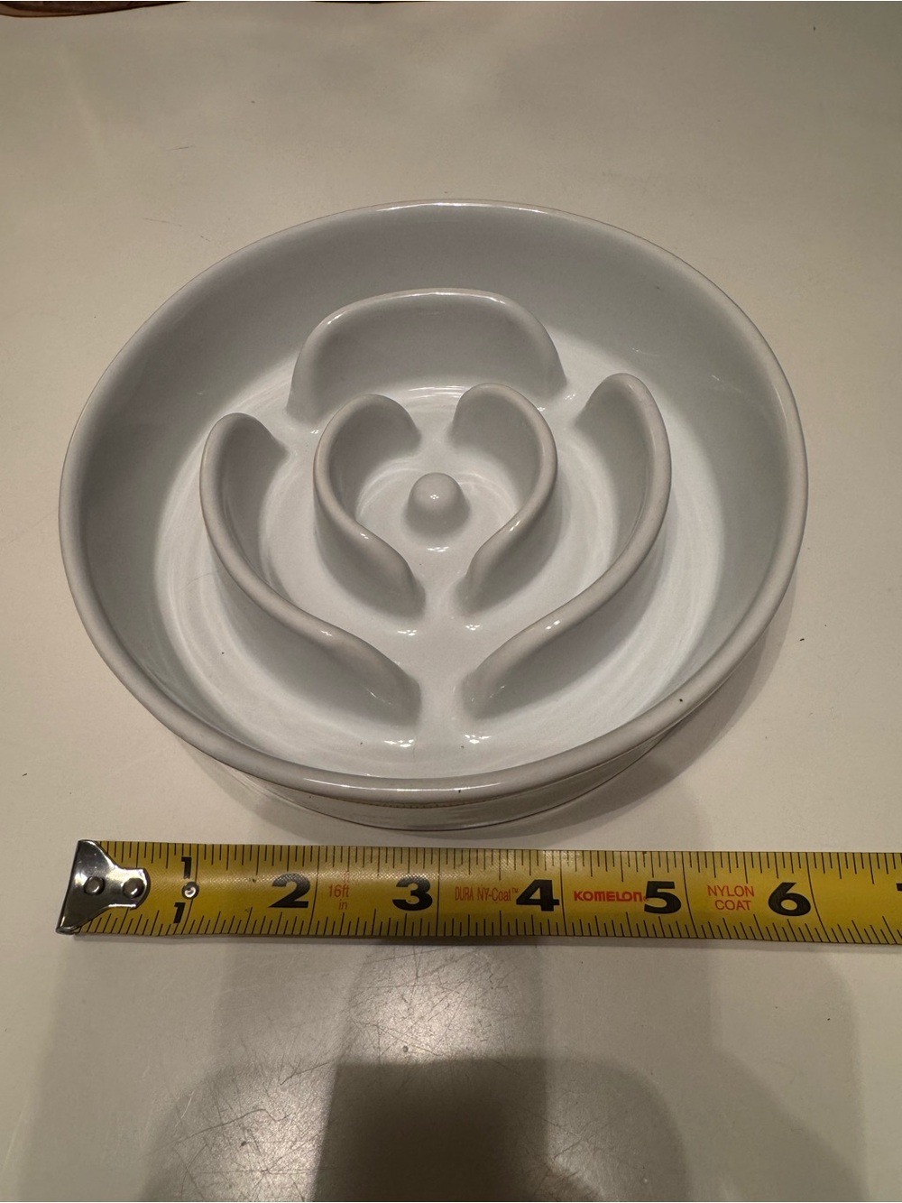 Ceramic Slow Feed Pet Bowl - White